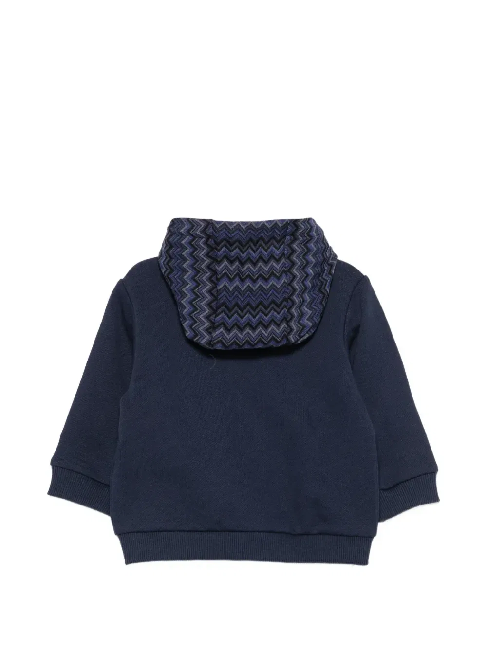 Худи с вышитым логотипом и зигзагообразной отделкой Missoni Kids, синий — фото 2
