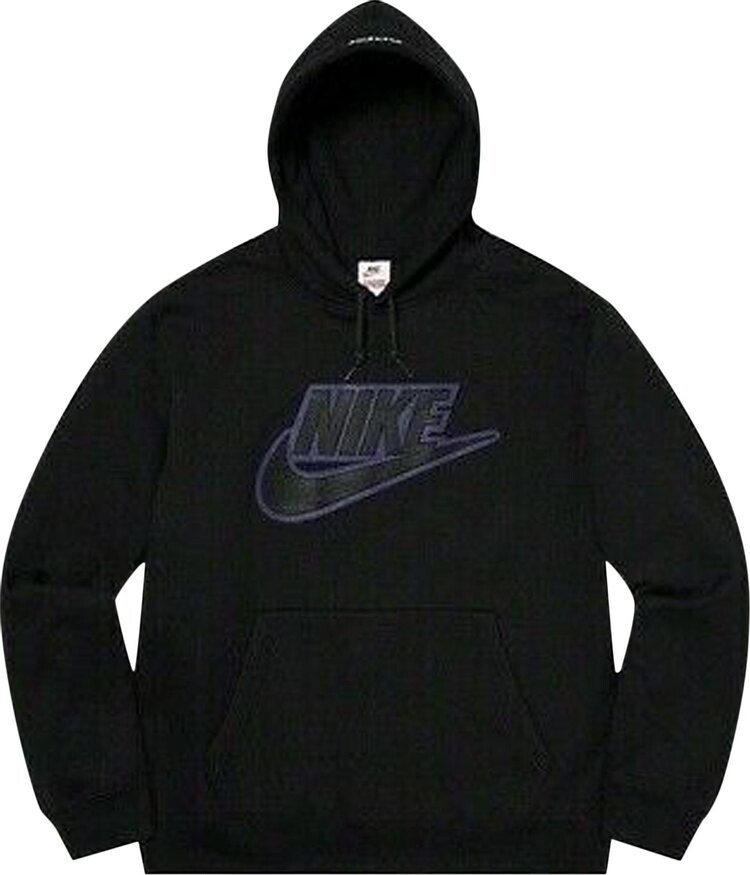 

Толстовка Supreme x Nike Leather Appliqué Hooded Sweatshirt 'Black', черный