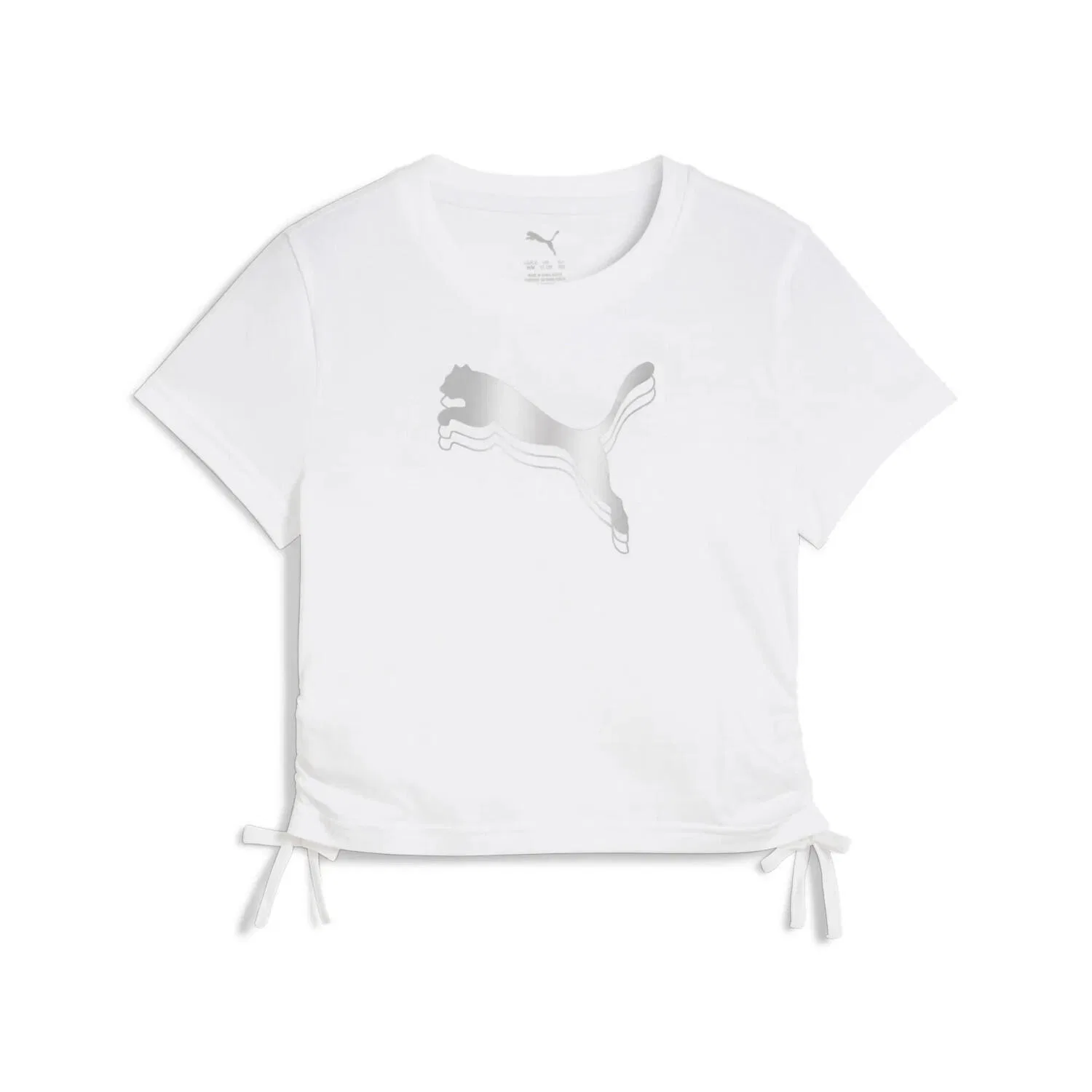 Детская футболка с узлом Puma ESS METALLIC Knotted Tee G, Weiß Silber