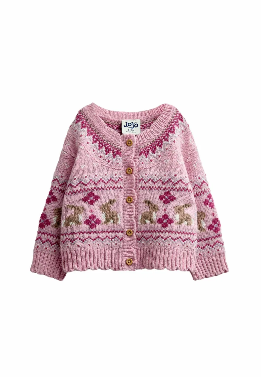 Кардиган с узором «фэр-айл» Jojo Maman Bébé, Berry Red Bunny