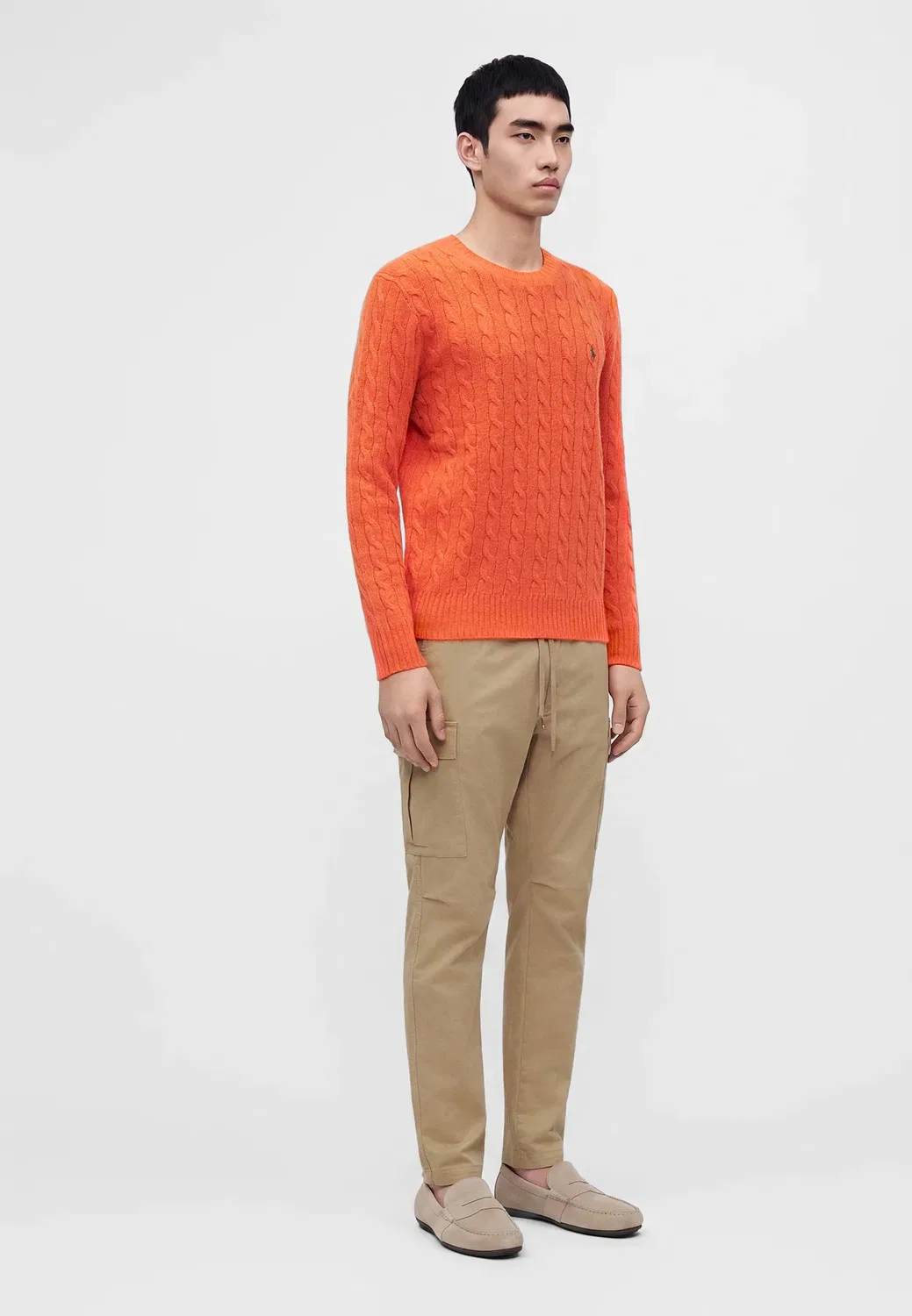 Свитер-Джемпер крупной вязки из шерсти и кашемира Polo Ralph Lauren, Orange Jasper Heather — фото 4