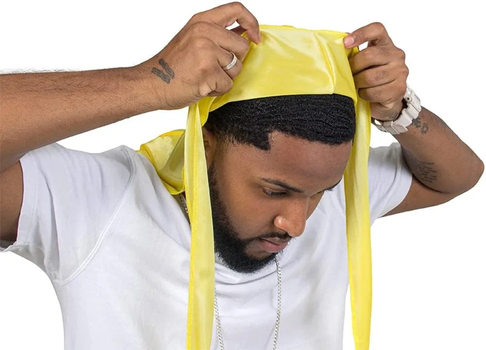 Шапочка для душа Durag Satin, ForceWave, набор 2 шт, XL, Yellow — фото 4