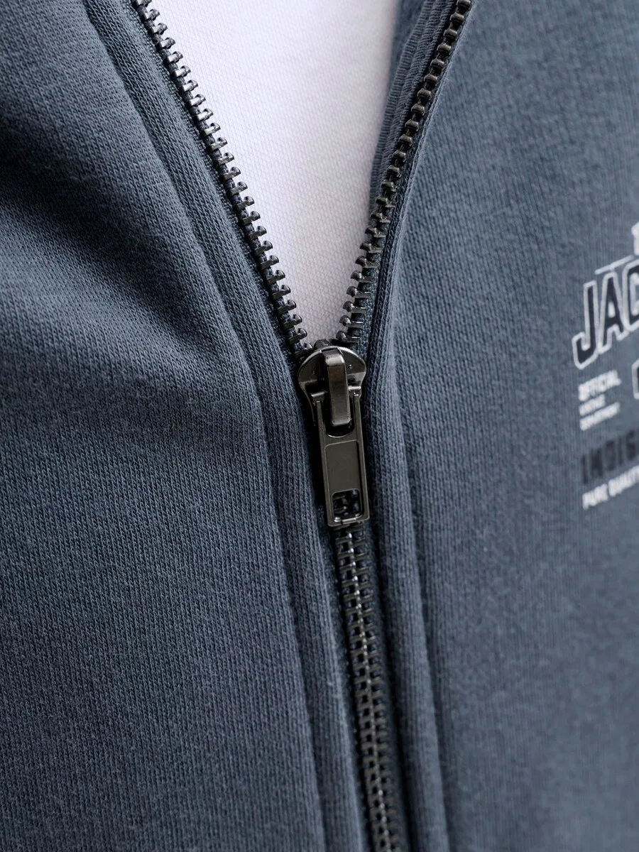 Детская толстовка на молнии Jack & Jones Junior, серо-бежевый цвет — фото 4