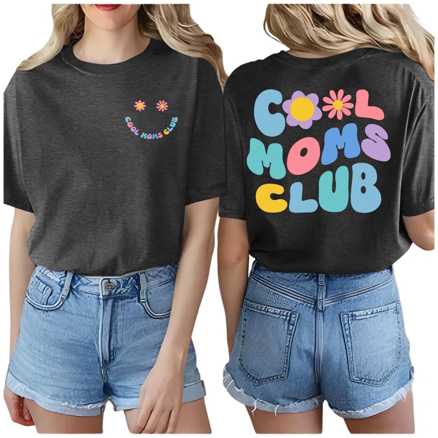Женская футболка с принтом Cool Moms Club, Dark Grey