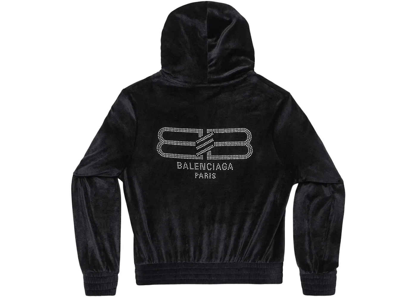 Женская худи с принтом BB Paris Strass Zip-Up Fitted Hoodie Balenciaga, Black — фото 2