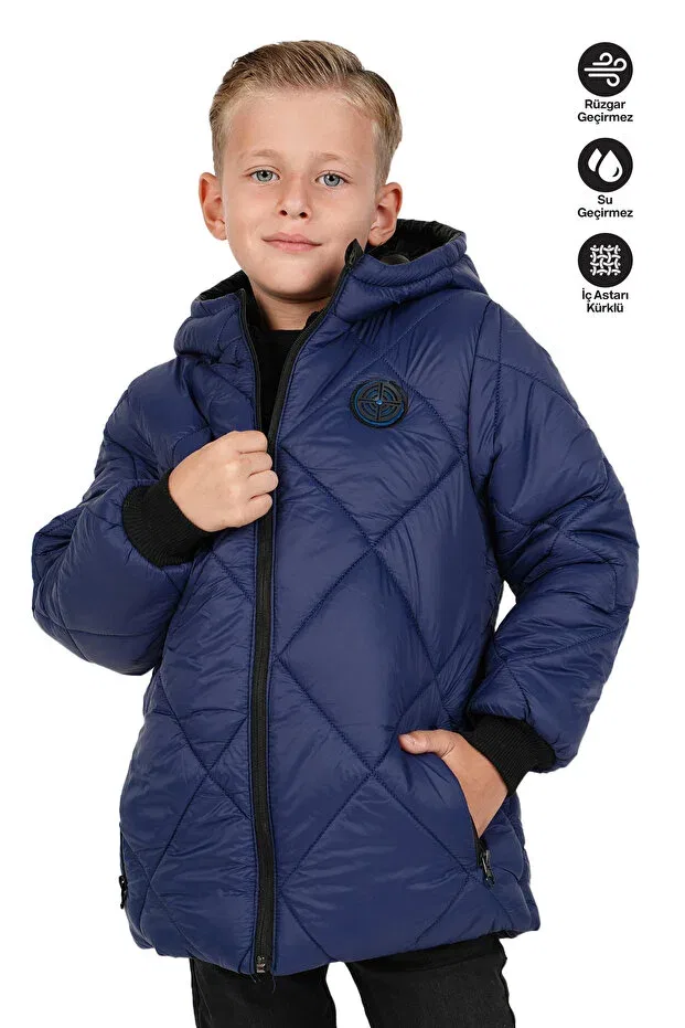 Детское зимнее пальто для девочек с принтом Merdia, Navy Blue