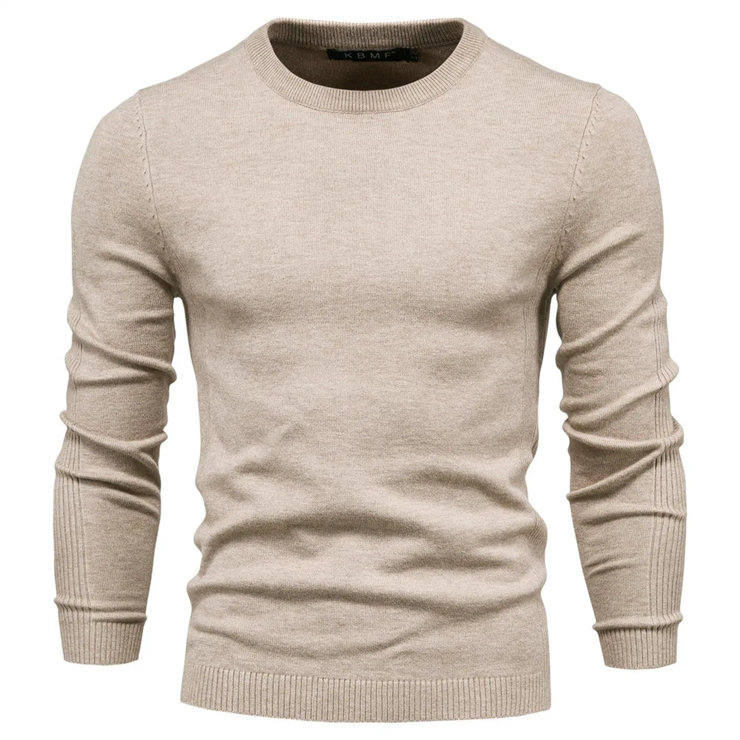 Мужской свитер с высоким воротником, вязаный, Khaki Crew Neck, XL, Khaki Crew Neck