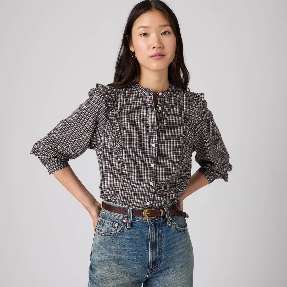 Рубашка в стиле вестерн Джесси Levi's, Almeta Plaid Navy Blazer - Blue