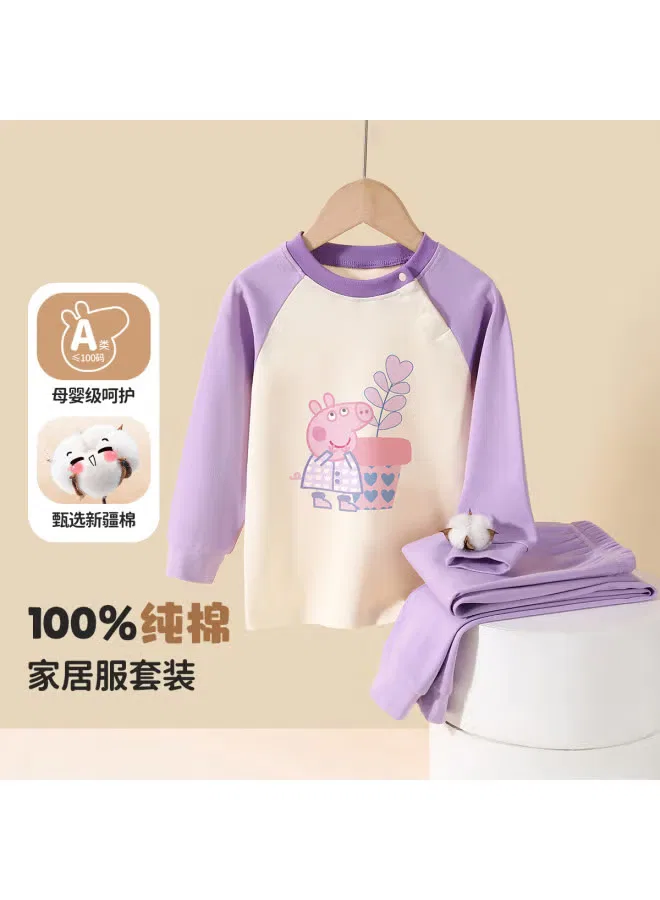 Комплект домашней одежды с принтом Peppa Pig, фиолетовый — фото 2