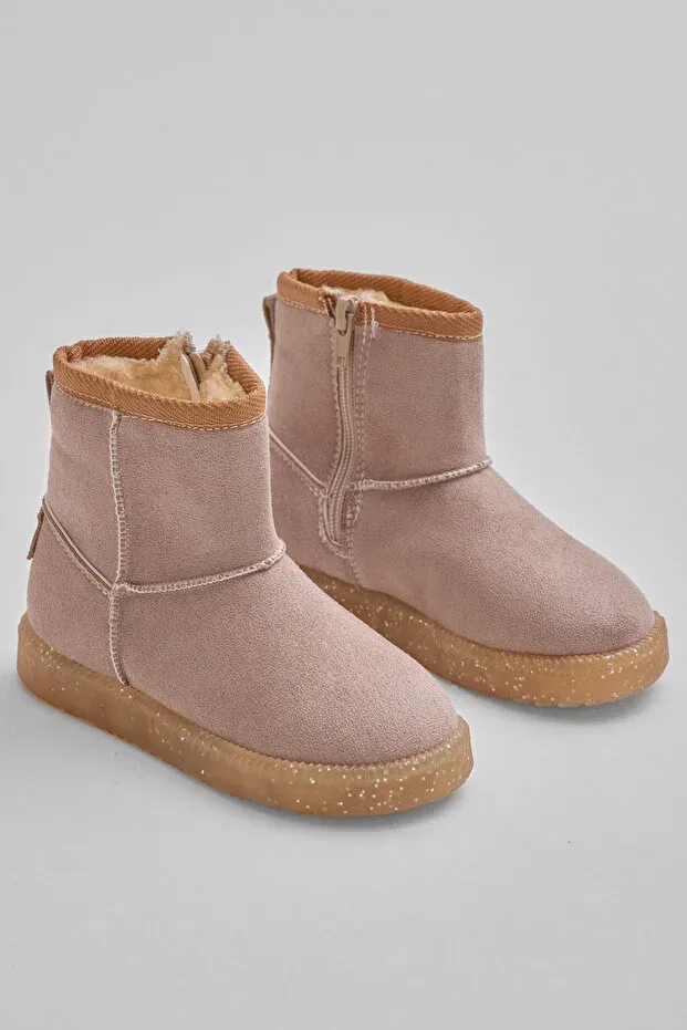 Детские ботинки для девочек на плоском ходу с мехом Tonny Black, Taupe — фото 3