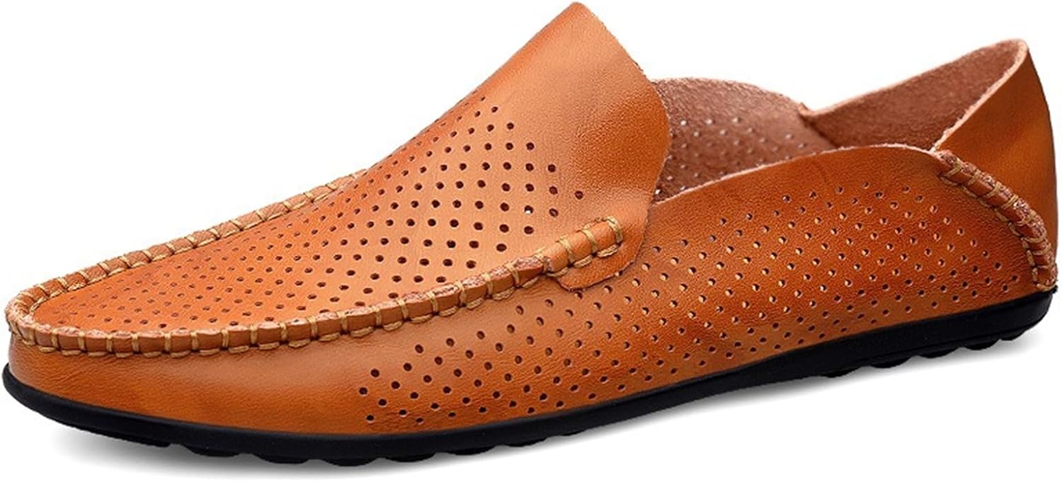 

Мужские повседневные туфли ручной работы, лоферы без шнурков, мягкие и удобные, дышащие, для ходьбы и вождения Abborora, коричневый