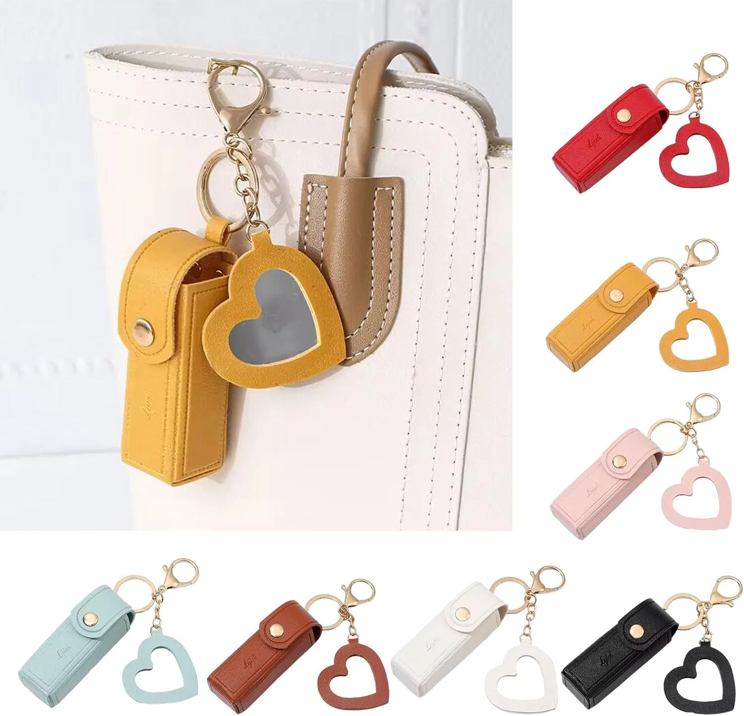 Косметичка для губной помады BLULILY с ключницей и подвеской-сердцем, 9x3 см — фото 2