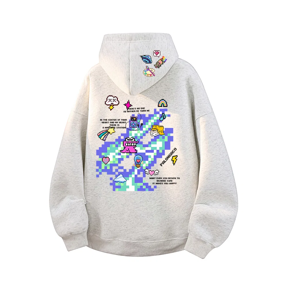Детское худи с капюшоном прямой посадки PAL ONGACO, White Heather Gray