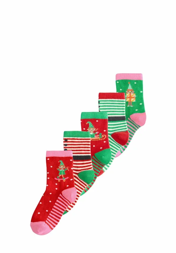 Носки полосатые Rich Christmas Elf Ankle 5 Pack Next, red/green, красный/зеленый