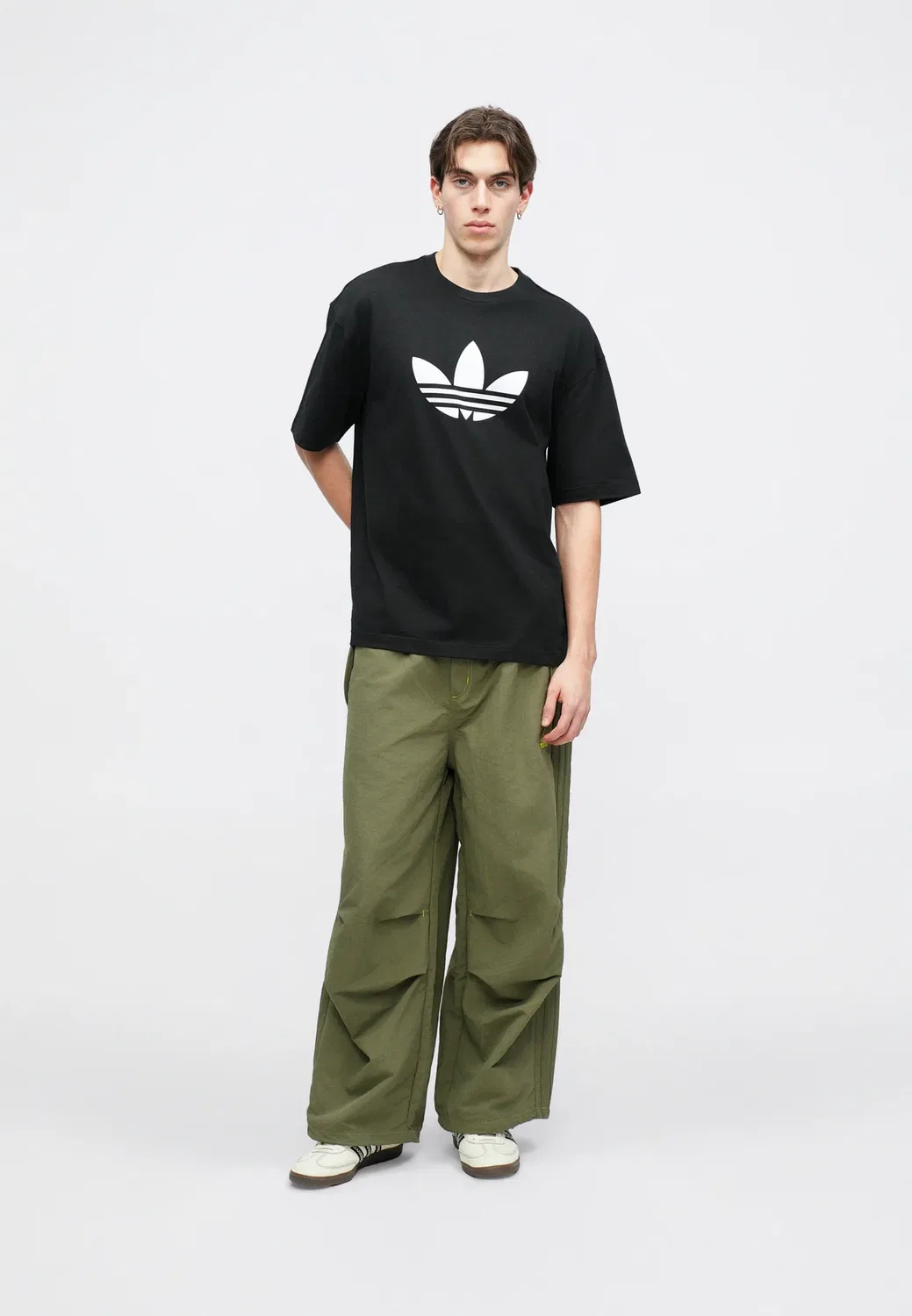 Футболка с принтом трилистника Adidas Originals, Black/White — фото 2