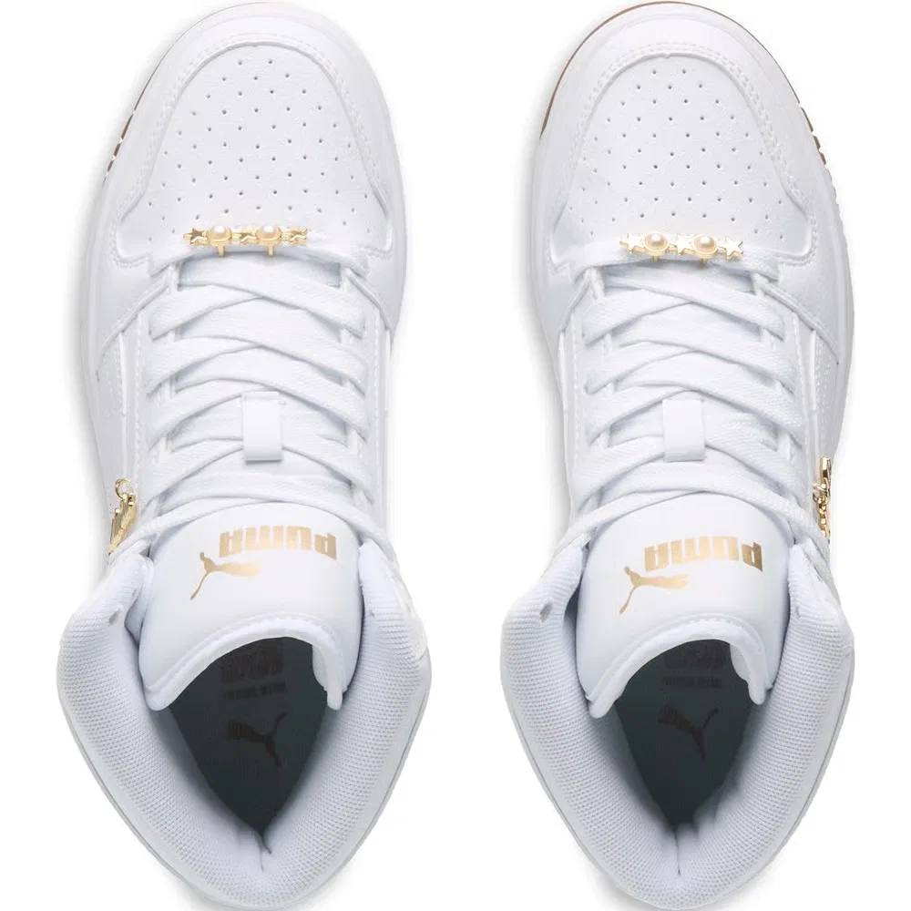 Детские высокие кроссовки Puma, White/Gold — фото 4