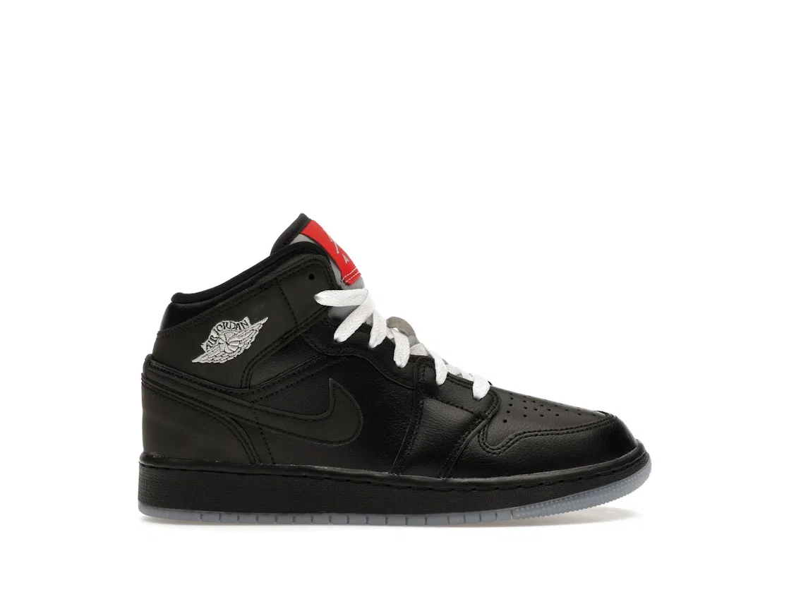 Детские кроссовки с высоким берцем Jordan 1 Mid SE Jordan, Black Silver Metallic University Red
