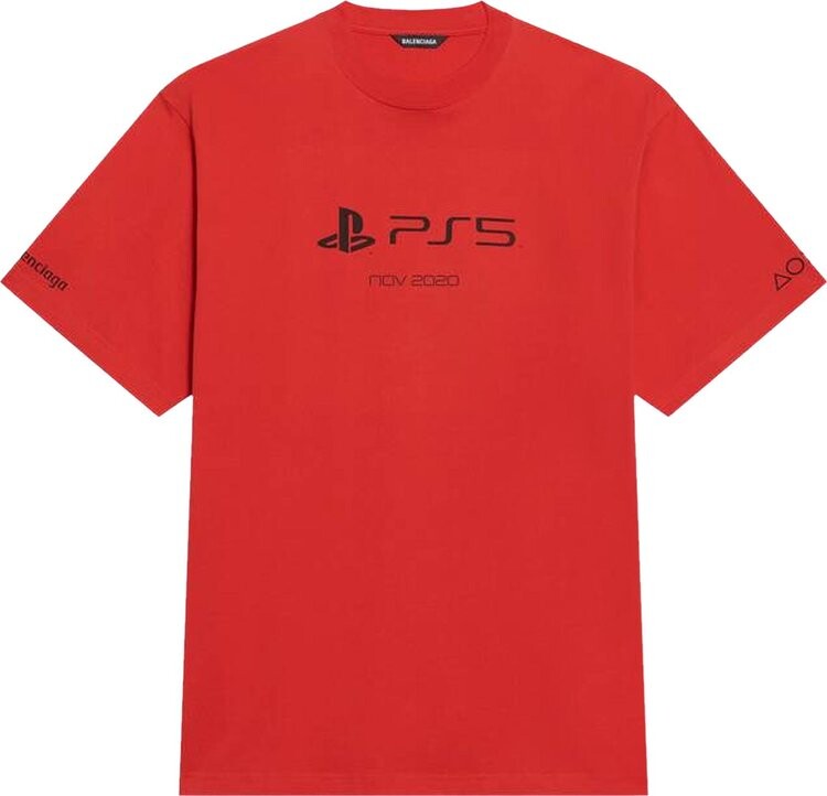 

Футболка Balenciaga Playstation Boxy Tee 'Vermillon/Black', красный
