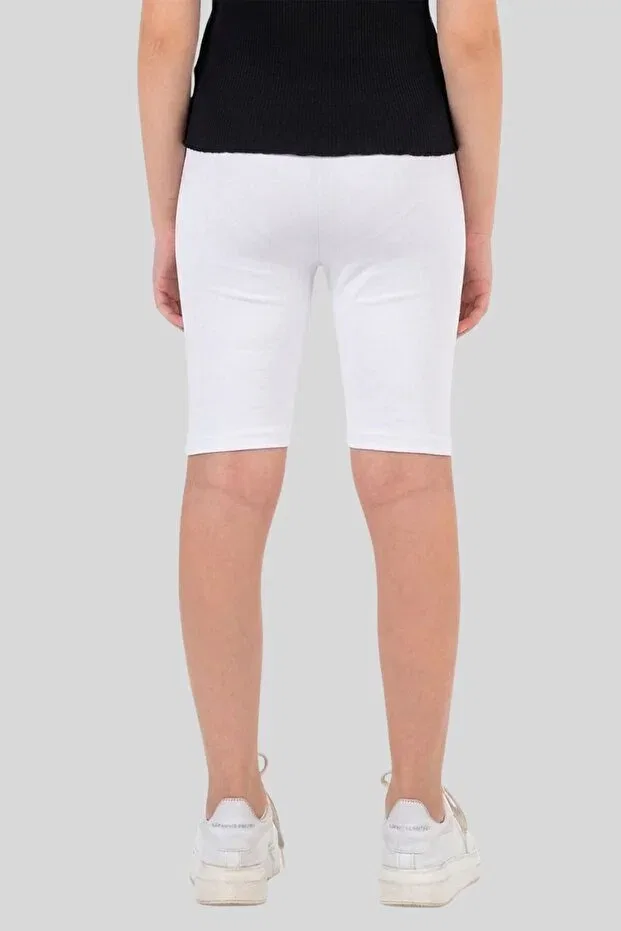 Детские леггинсы для девочек stretchy cotton biker tights Ww Waka Waka Kids Store, White — фото 2