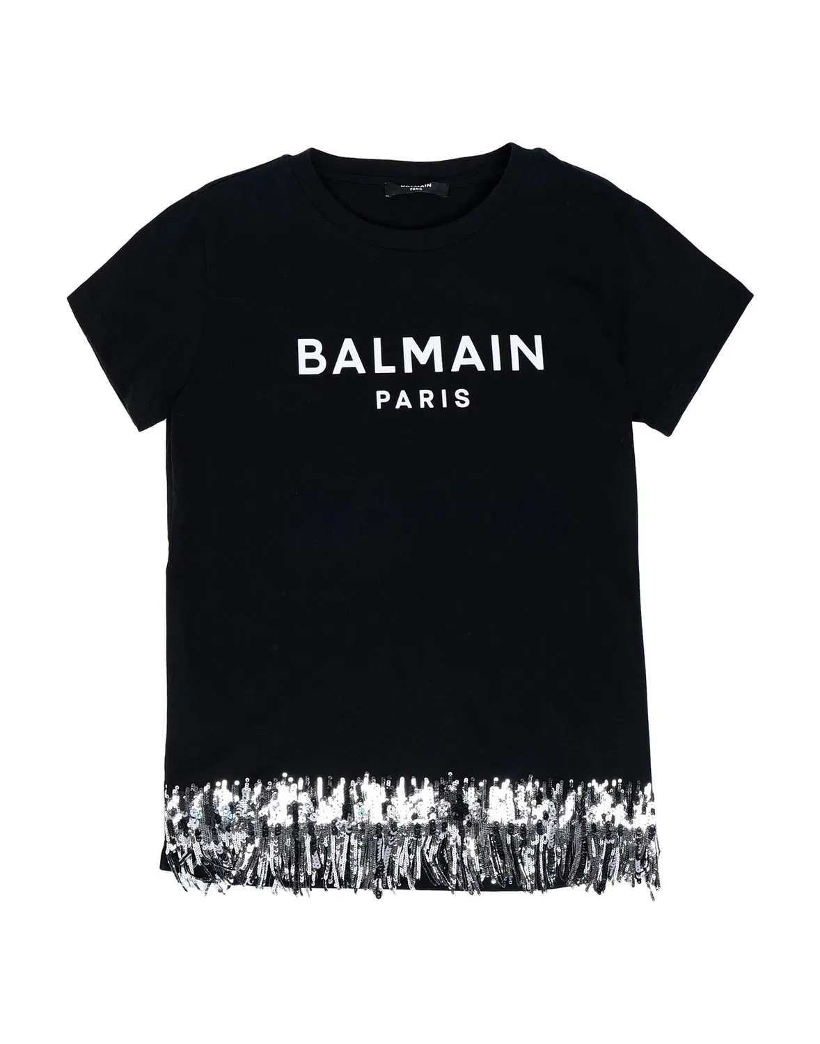Детская футболка для девочек с принтом Balmain, черный
