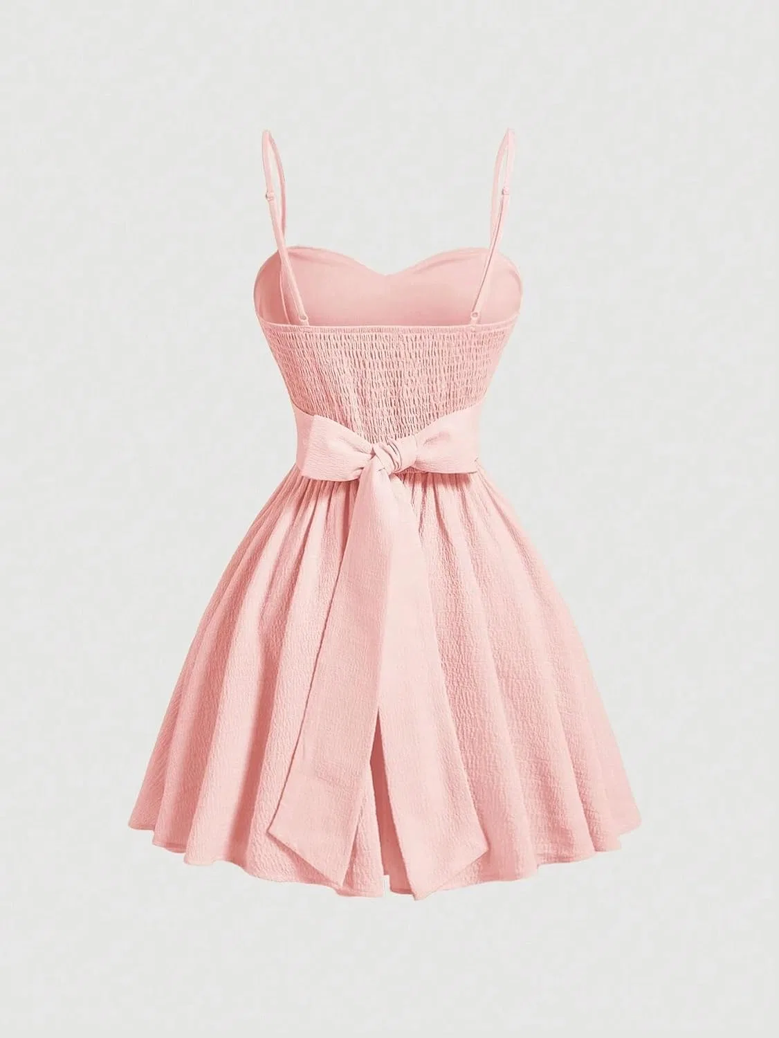 Женское цветное расклешенное платье на бретелях, Pink — фото 3
