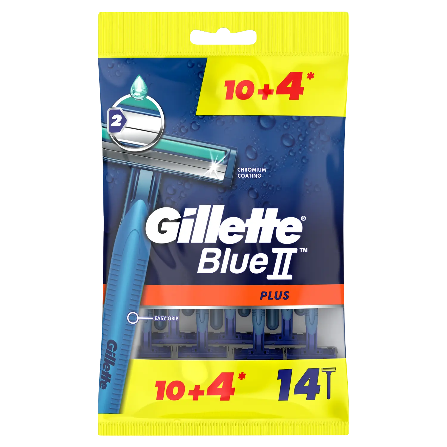 

Gillette Blue II Plus мужские бритвы, 10+4 шт/уп.