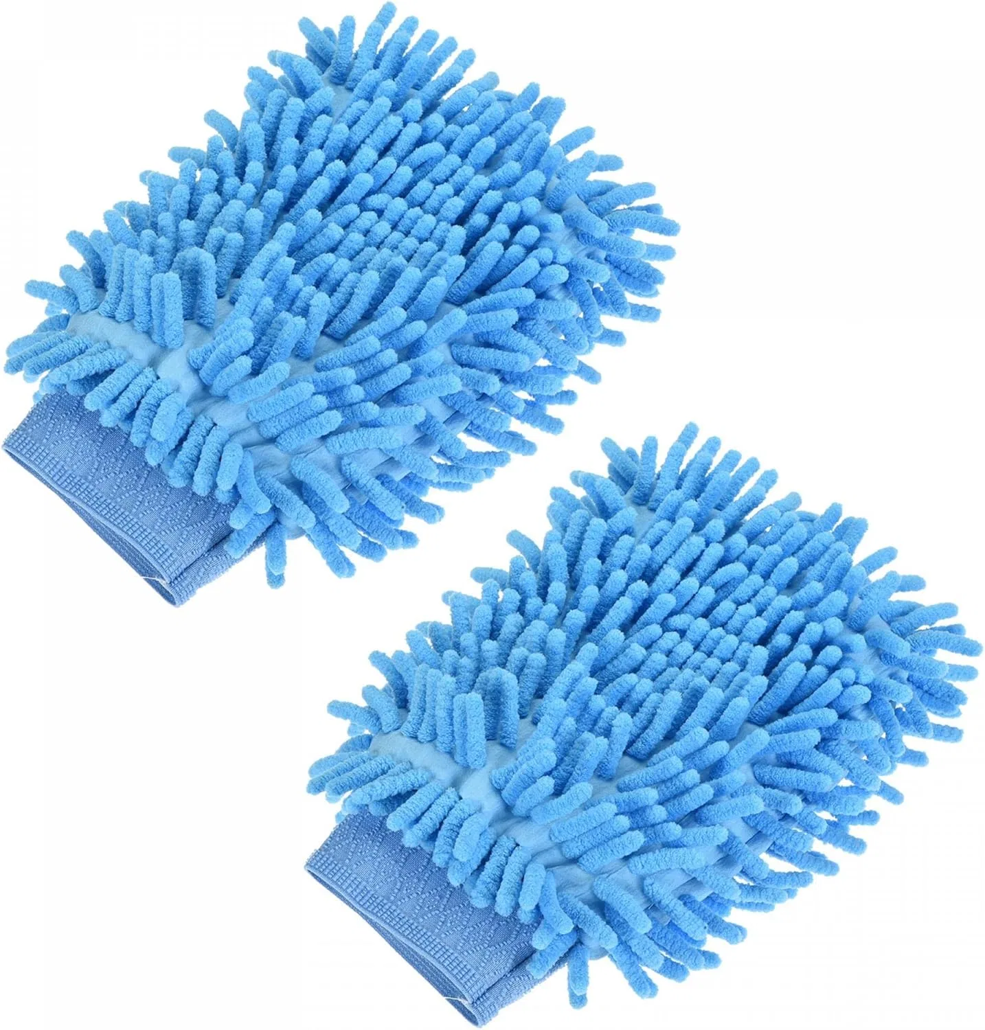 Микрофибровая варежка для мытья, Chenille, 2 шт, 220x150 мм, Blue Sourcing Map