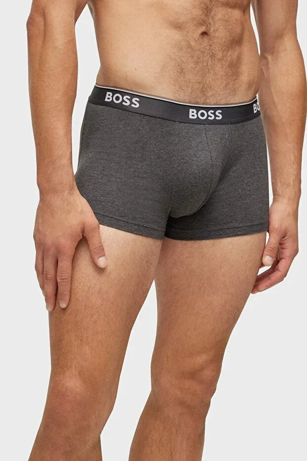 Мужские боксеры с эластаном комплект 3 шт Boss, Gray-Black — фото 4