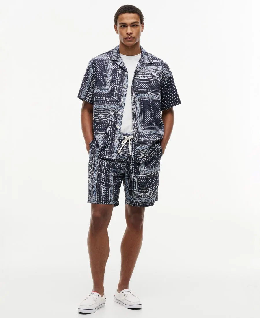 Мужская рубашка с коротким рукавом с принтом Tommy Hilfiger, Carbon Navy / Allover — фото 2
