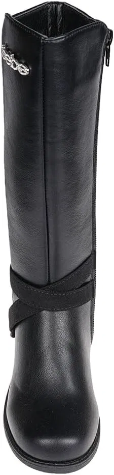Детские сапоги для девочек с боковой молнией и шнуровкой bebe, Black — фото 4