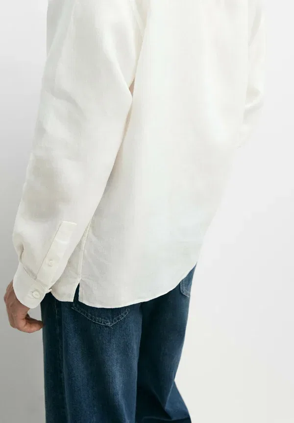 Рубашка из льна Plain Massimo Dutti, beige, бежевый — фото 4