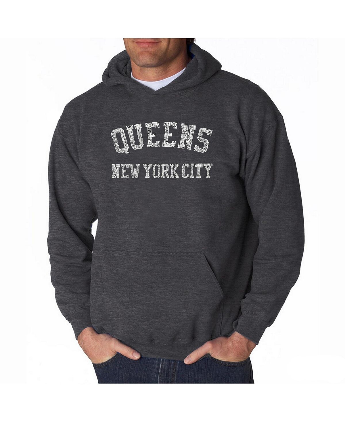 

Мужская худи word art - queens ny neighbourhoods LA Pop Art, темно-серый