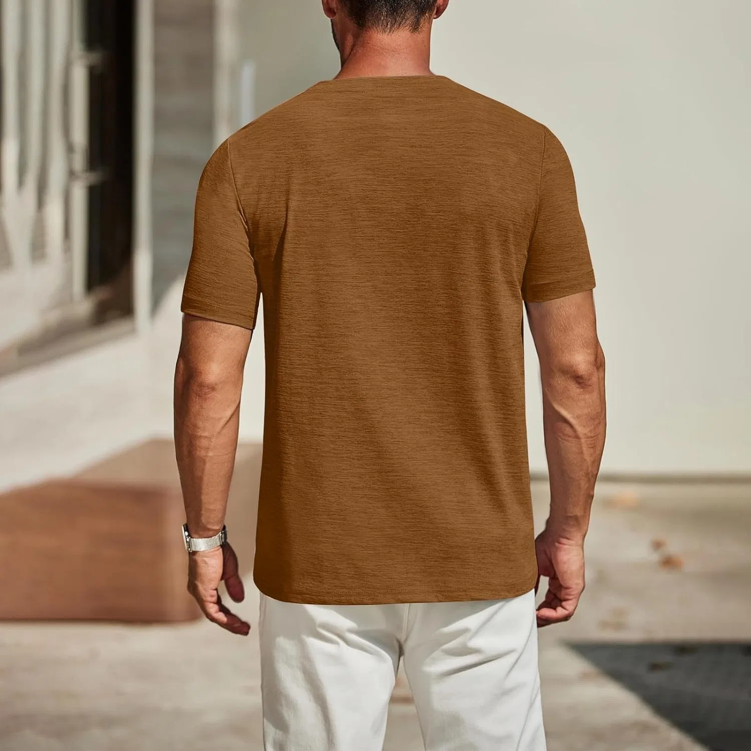Мужская футболка с V-образным вырезом Cotton Classic, Brown — фото 2