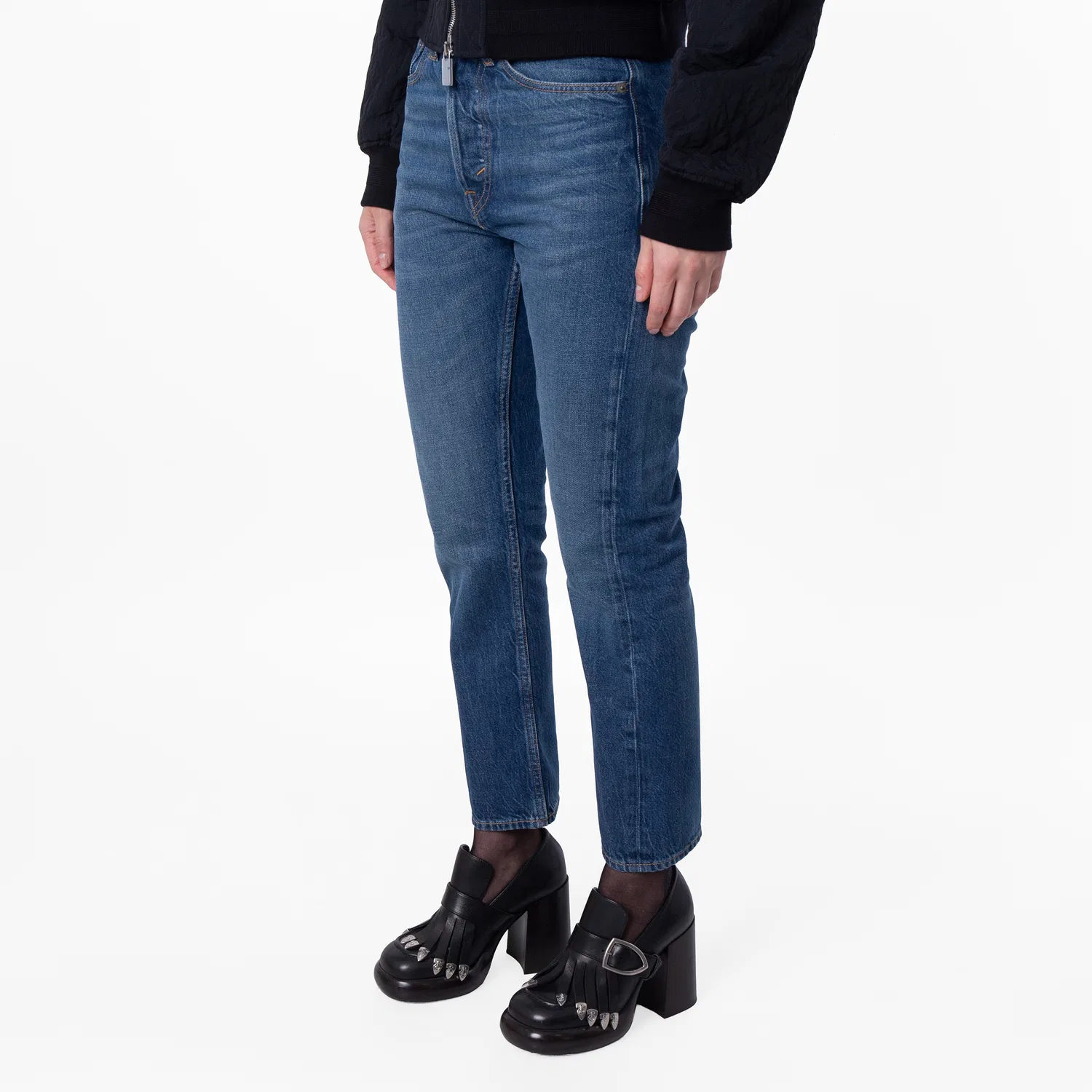 Джинсы с высокой посадкой и укороченной длиной 3X1 Rigid High-Waist Cropped Jeans Polo Ralph Lauren, Palmeto Wash — фото 3