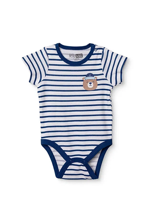 Детское боди для мальчиков с коротким рукавом Ebebek Hello Baby, Ecru