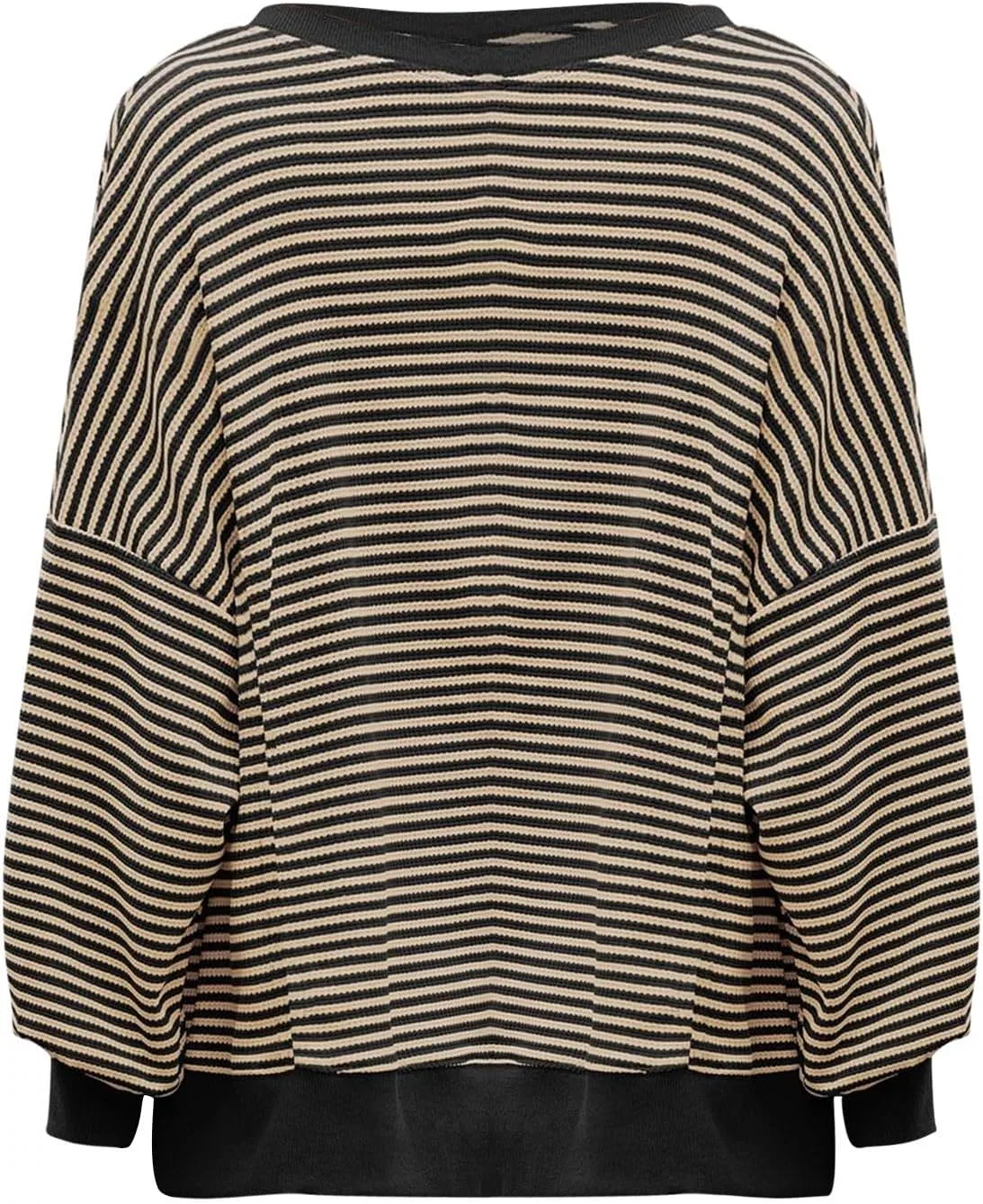Женский свободный свитшот с длинным рукавом, Oversized Striped Sweatshirt, тёмно-серый — фото 4