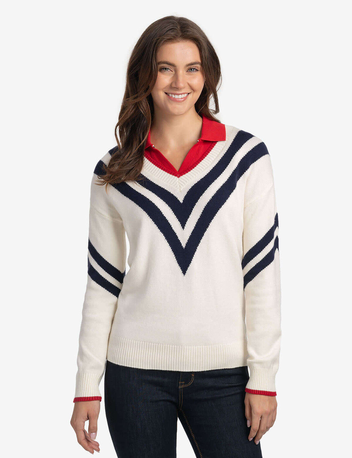 

Свитер U.S. Polo Assn. Chevron V-Neck, белый