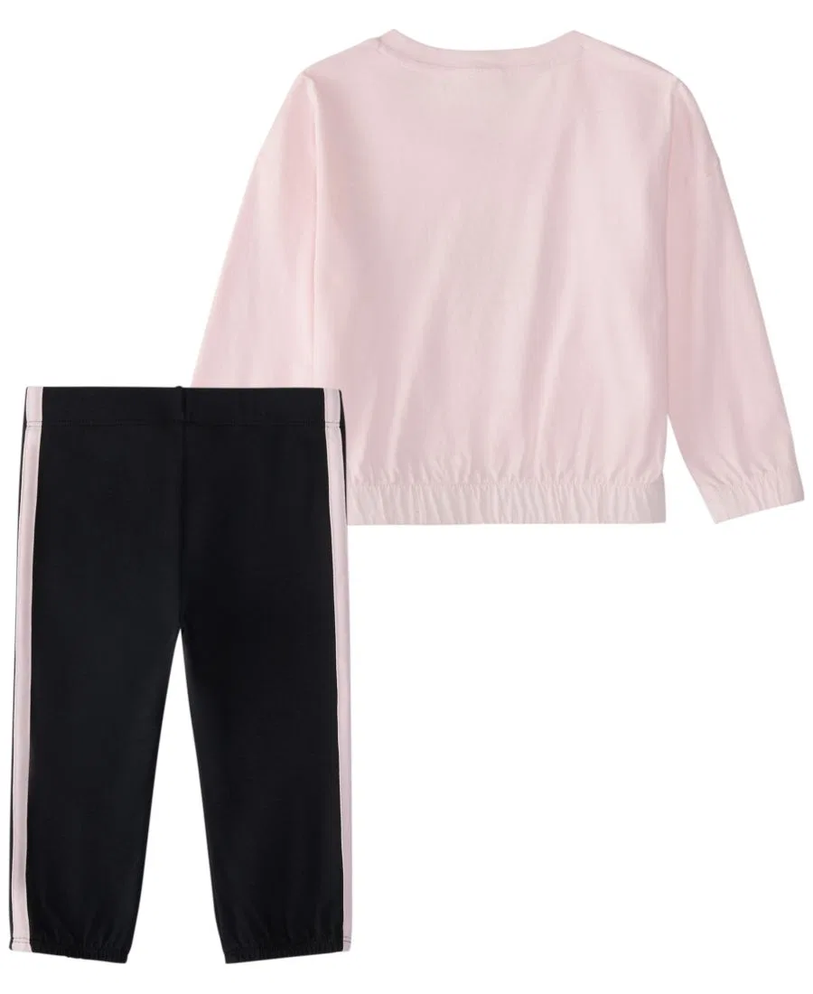 Комплект из лонгслива и брюк с принтом adidas, Pink Black — фото 2