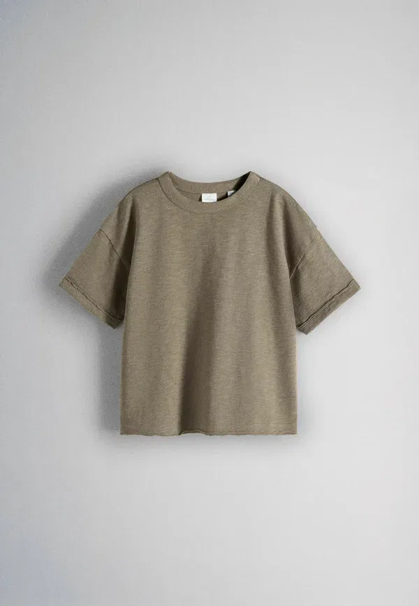 Футболка хлопковая Basic T-shirt The Set, Yellow, Brown, синий/желтый/коричневый — фото 2