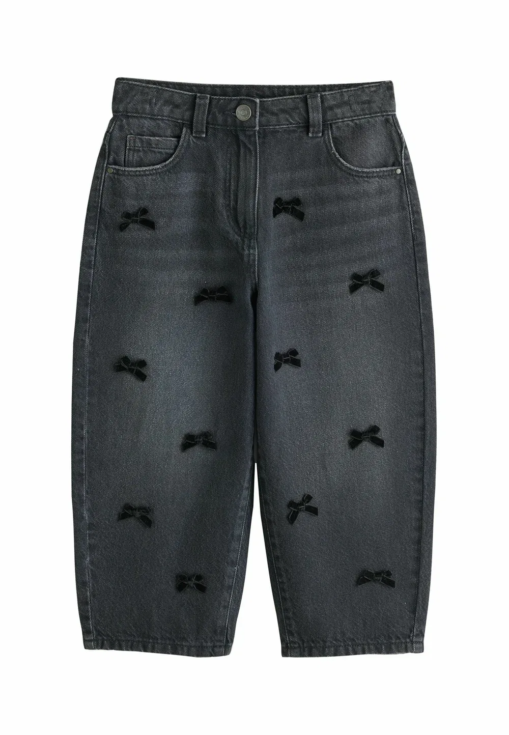 Джинсы прямого кроя - стандартного кроя - джинсы свободного кроя Next, Charcoal Velvet Bow — фото 4