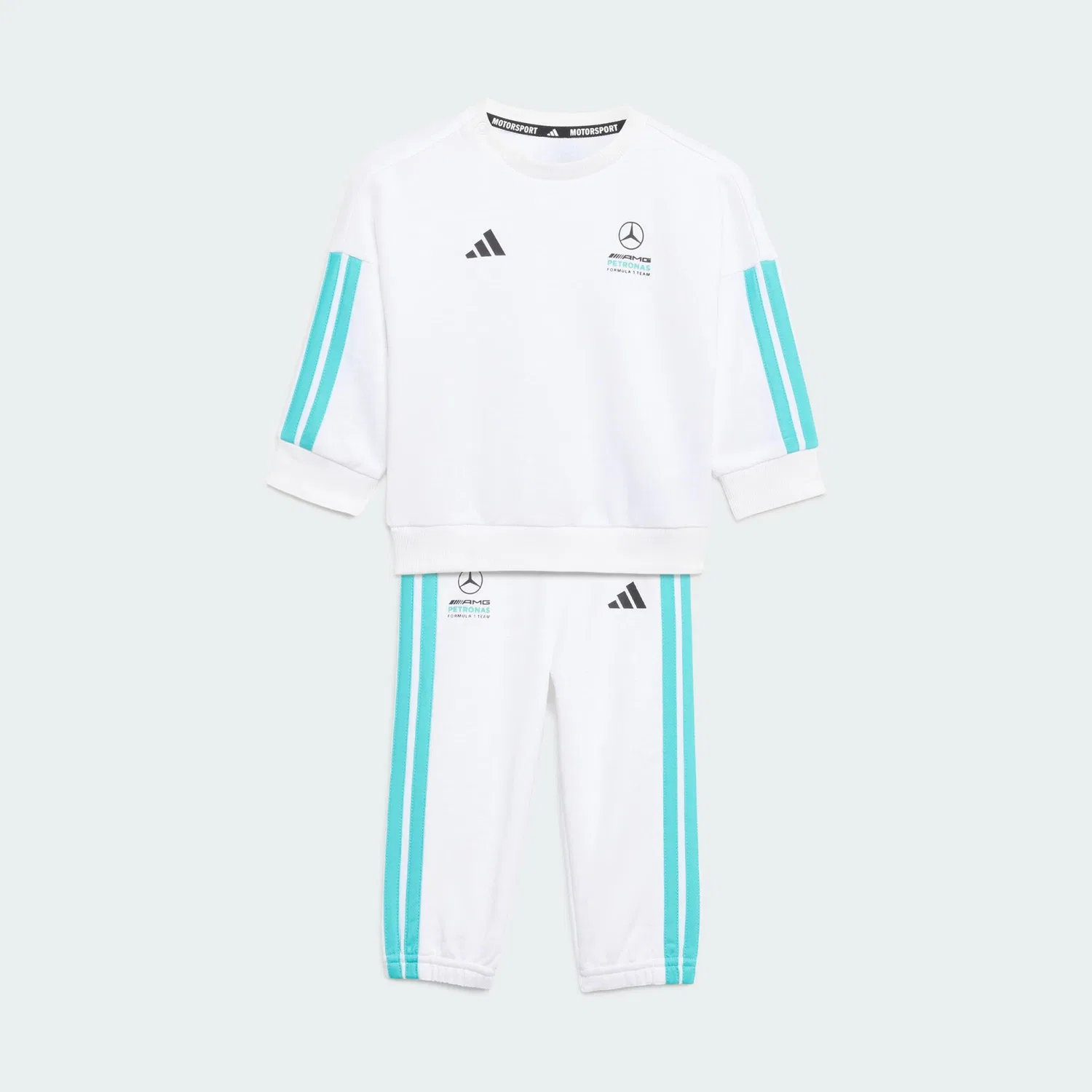 Детский спортивный костюм с длинным рукавом Mercedes-AMG Petronas Formula 1 Team DNA Adidas, Weiss Turkis