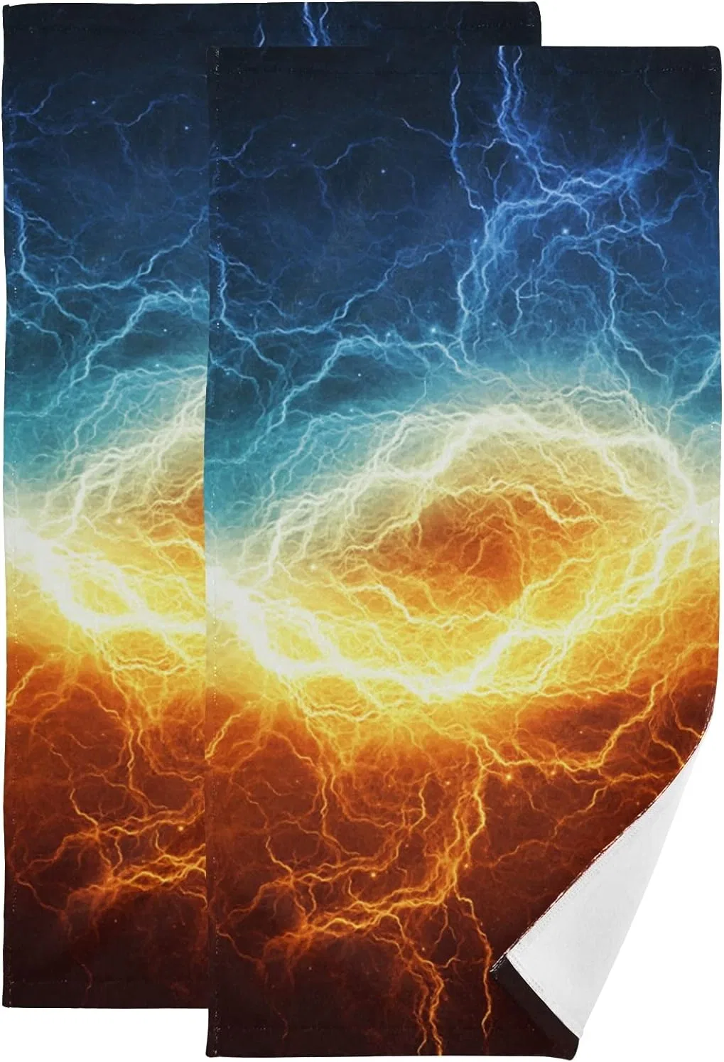 Набор полотенец для лица 2 шт, CHIFIGNO, микрофибра/хлопок, 72x36 см, Fire Ice Abstract Flash