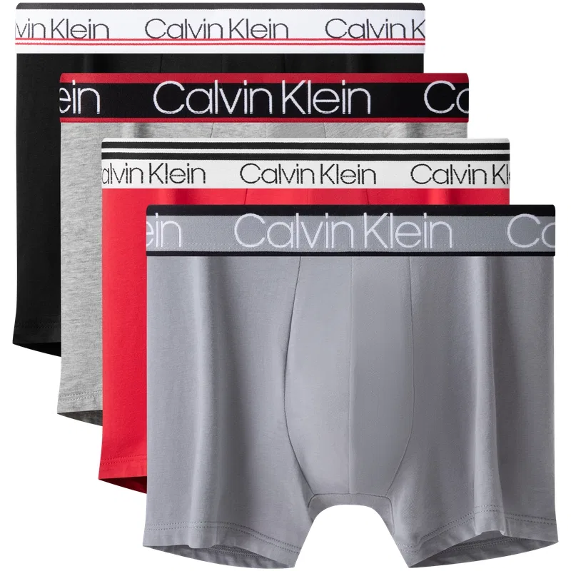 Мужские трусы-боксеры, комплект из 4 штук, Calvin Klein, 0MS-Space Black/Maple Leaf Red/Heather Gray/Coconut Gray