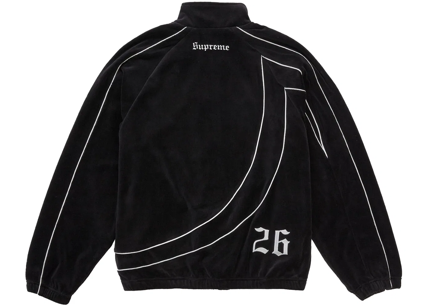 Мужская куртка на молнии с вышивкой Supreme Umbro Velour Track Jacket, черный — фото 3