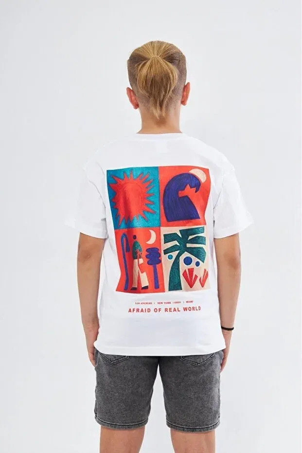 Детская футболка для девочек с принтом Afraid of real written printed The Champ Clothing, White