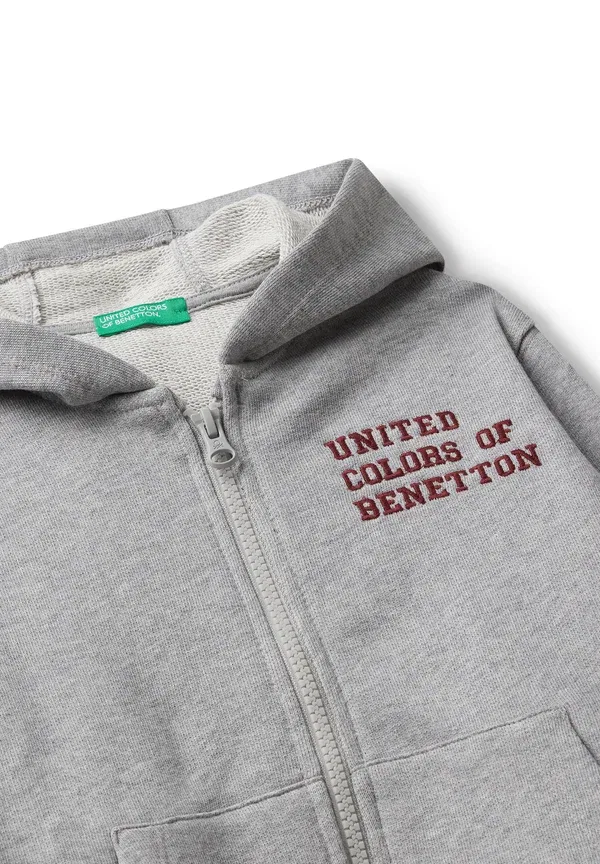 Толстовка с вышивкой - на молнии United Colors Of Benetton, серый — фото 3