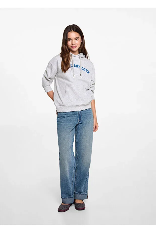 Детское худи для девочек с длинным рукавом Mango, Light Gray — фото 3