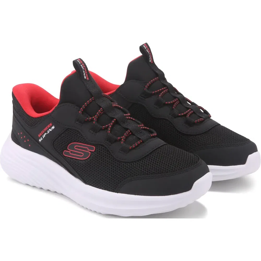 Детские слипоны кроссовки Skechers, Black/Red