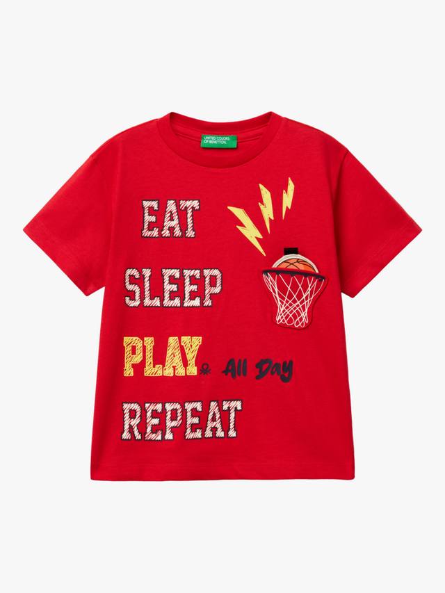 

Детская футболка с аппликацией баскетбол Benetton, Red