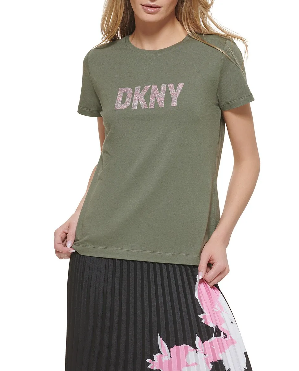 

Женская футболка с круглым вырезом и короткими рукавами DKNY, цвет Verde Militar